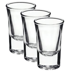 Set van 3x stuks shotglazen/shotglaasjes van glas 57 ml - Shotglaasjes