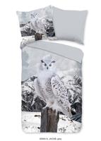 Good Morning Dekbedovertrek "sneeuwuil in de sneeuw" - Grijs - (135x200 cm) - Katoen