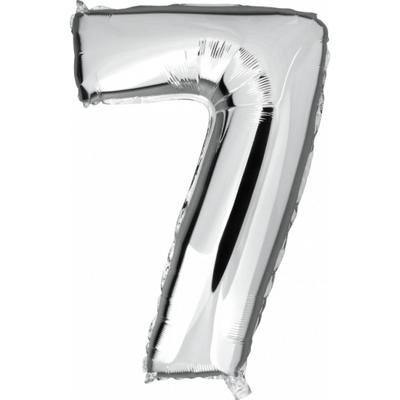 Cijfer 7 ballon - zilver - 100 cm - verjaardag leeftijd ballonnen - folieballon