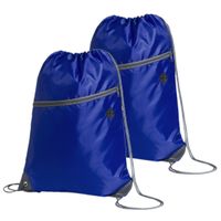 Sport gymtas/rugtas/draagtas - 2x - blauw met rijgkoord 34 x 44 cm van polyester