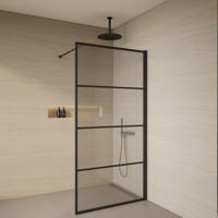 Inloopdouche BWS Evis 100x200 cm 8 mm Helder Glas Mat Zwart Raster