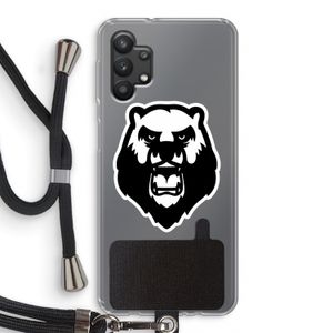 Angry Bear (white): Samsung Galaxy A32 5G Transparant Hoesje met koord
