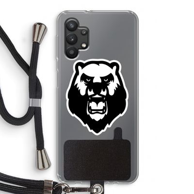 Angry Bear (white): Samsung Galaxy A32 5G Transparant Hoesje met koord