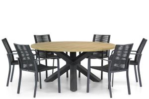 Santika Annisa/Rockville 160 cm rond dining tuinset 7-delig