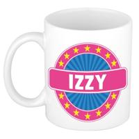 Izzy voornaam koffiemok - beker - wit/roze - 300 ml - Cadeau - Dames - Collega - Moederdag