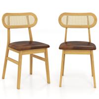 Eetkamerstoelen van Hout in een 2-delige set Houten Stoelen voor Binnen met een Gestoffeerde Zitting Rustiek Bruin Eetkamerstoelen van Hout in een 2-delige set Houten Stoelen voor Binnen met een Gestoffeerde Zitting Rustiek Bruin