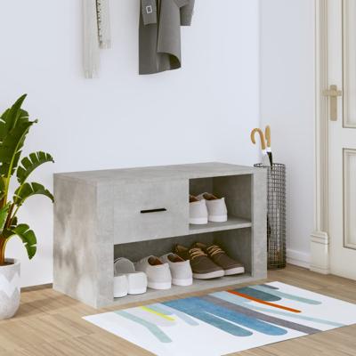 Schoenenkast 80x35x45 cm bewerkt hout betongrijs