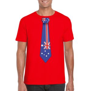 Rood t-shirt met Australie vlag stropdas heren