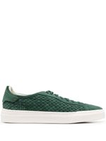 Santoni interwoven suede low-top sneakers - Vert - thumbnail