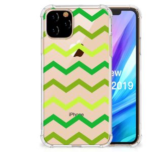 Apple iPhone 11 Pro Doorzichtige Silicone Hoesje Zigzag Groen