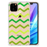 Apple iPhone 11 Pro Doorzichtige Silicone Hoesje Zigzag Groen