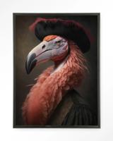 Urban Cotton Wandkleed 'Flamingo' 80 x 110cm in Floating Frame - black