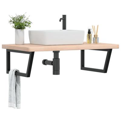 Badkamer wandschap staal en massief eikenhout