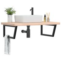Badkamer wandschap staal en massief eikenhout
