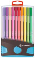 STABILO Pen 68, premium viltstift, ColorParade, antraciet/licht blauw, met 20 kleuren