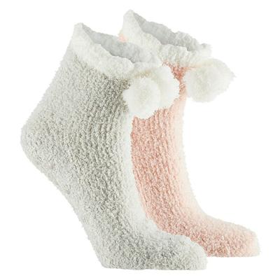 Apollo bedsokken / huissokken - kinderen - 2-pack - roze/wit - one size - Slaapsokken - Slofsokken