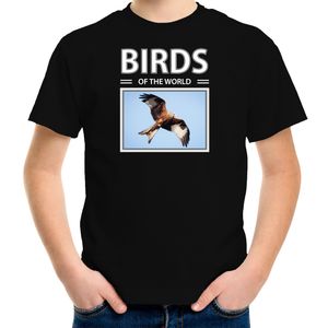 Rode wouw foto t-shirt zwart voor kinderen - birds of the world cadeau shirt roofvogels liefhebber XL (158-164)  -