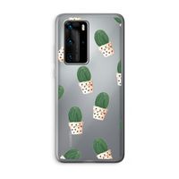 Cactusprint roze: Huawei P40 Pro Transparant Hoesje