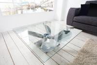 Maritieme salontafel OCEAN L 85cm Zilver Antieke Scheepsschroef met Glazen Blad - 36469