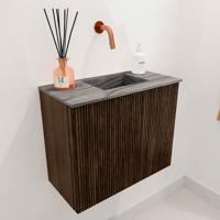 Toiletmeubel Mondiaz Joya Dlux | 50 cm | Meubelkleur Walnut | Faye wastafel Sombra Wasbak Rechts | Zonder kraangat(en)
