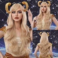 Synthetische pruiken Uniformen carrière Kostuums Prinses Gekruld Golvend Middelste stuk Gelaagd kapsel Machinegemaakt Pruik 61.0 cm Licht blond Synthetisch haar Dames Cosplay Feest Modieus Blond Lightinthebox