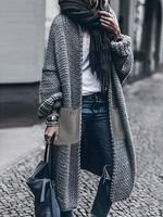 Loosen Casual Color Block Sweater Coat - thumbnail