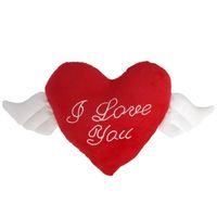 Pluche valentijn hartjes kussen vleugeltjes I Love you 65 x 30 cm - Knuffelkussen