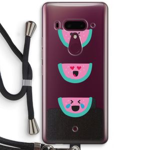 Smiley watermeloen: HTC U12+ Transparant Hoesje met koord