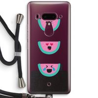 Smiley watermeloen: HTC U12+ Transparant Hoesje met koord