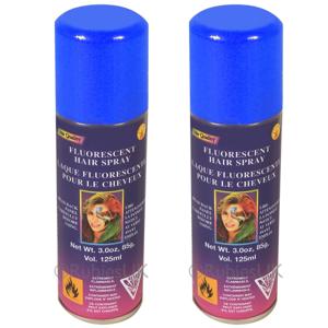 Haarverf/haarspray - 2x - neon blauw - spuitbus - 125 ml - Carnaval