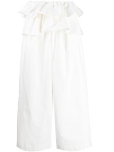 Goen.J pantalon volanté à taille haute - Blanc