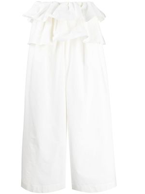 Goen.J pantalon volanté à taille haute - Blanc