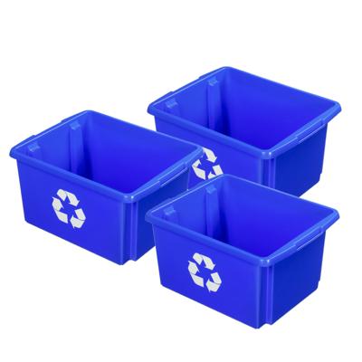 Sunware opslagbox - 3x - blauw - 32 liter - 45 x 36 x 24 cm - kunststof - opbergbox