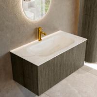 Badmeubel Mondiaz Kurve-Dlux | 90 cm cm | Meubelkleur Shadow | Wastafelkleur Ostra | Solid surface | Wasbak midden spoelbak | 1 kraangat