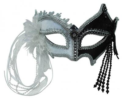 Venetiaans carnaval verkleed oogmasker - zwart en wit - volwassenen - Barok - Middeleeuwen Venetiaans carnaval verkleed oogmasker - zwart en wit - volwassenen - Barok - Middeleeuwen