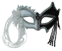 Venetiaans carnaval verkleed oogmasker - zwart en wit - volwassenen - Barok - Middeleeuwen