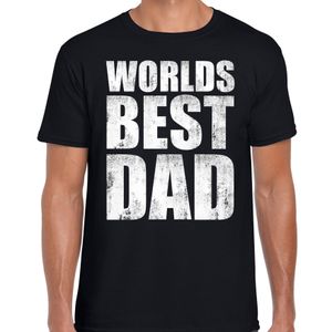 Worlds best dad kado t-shirt zwart voor heren - cadeau shirt papa Vaderdag / verjaardag 2XL  -