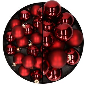 Othmar Decorations kerstballen - 66x st - rood - glas - mix 4 en 6 cm - mat/glans