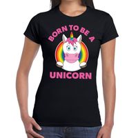 Born to be a unicorn gay pride t-shirt zwart dames - thumbnail