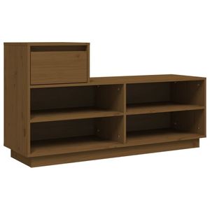 vidaXL Schoenenkast 110x34x61 cm massief grenenhout honingbruin