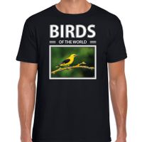 Wielewaal vogels t-shirt met dieren foto birds of the world zwart voor heren - thumbnail