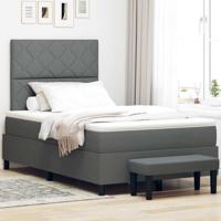 Boxspring bed met matras Donkergrijs 120 x 190 cm Stof