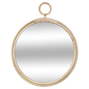 Spiegel/wandspiegel rond D38 cm rotan beige - Spiegels