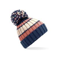 Beechfield Wintermuts met Pompon - blauw/oud roze - volwassenen - 100% soft-acryl