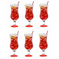 Cocktail glazen - 6x - 420 ml - rood - glas - pina colada glazen - thumbnail