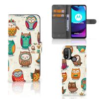 Motorola Moto E20 | E30 | E40 | Telefoonhoesje | Met pasjeshouder | Vrolijke Uilen