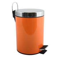 MSV Prullenbak/pedaalemmer - metaal - oranje - 3 liter - 17 x 25 cm - Badkamer/toilet   -