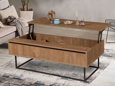 Salontafel met opklapbaar blad ESTLAND 120 cm walnoot/zwart