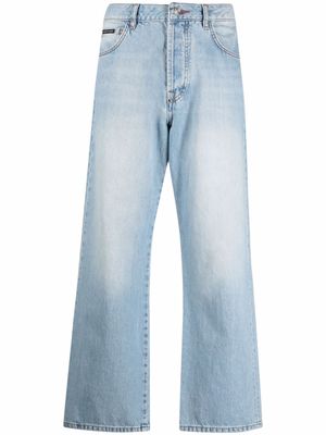 Philipp Plein jean évasé court - Bleu