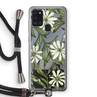 Wit bloemenpatroon: Samsung Galaxy A21s Transparant Hoesje met koord